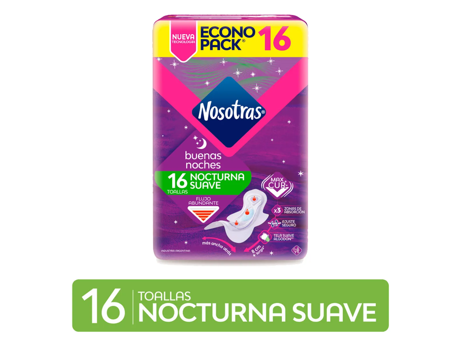 Nosotras Nocturnas Suave X16 Unidades. Flujo Abundante