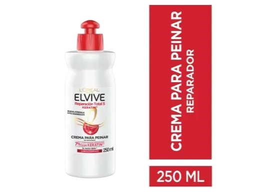 Crema Para Peinar Elvive X 250ml. Reparación Total 5 Keratina