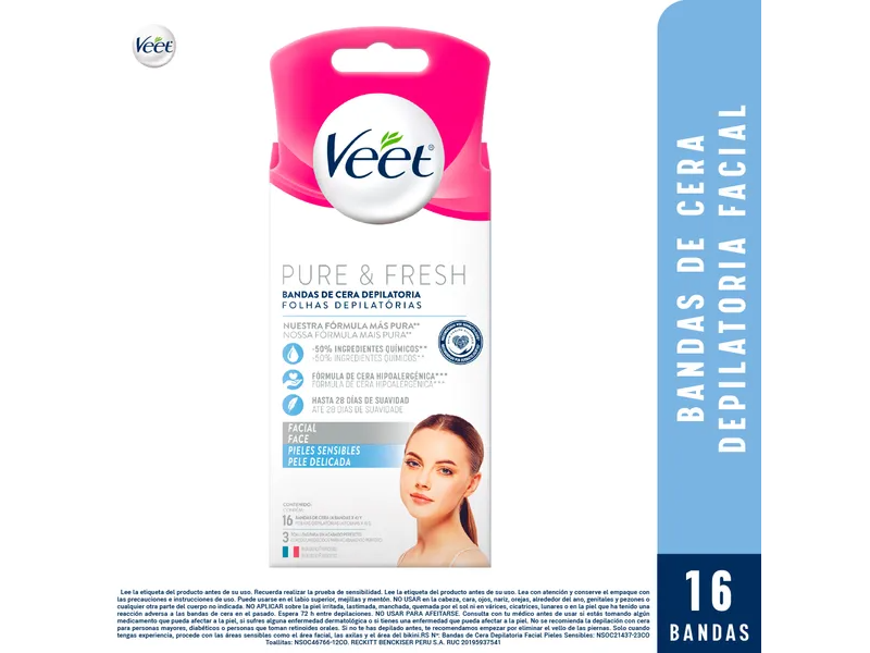 Veet Banda Depilatoria Facial Piel Sensible