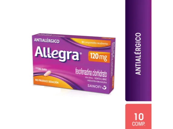 Allegra 120mg X 10 Comp Misma Formula Alercas , Fenofenadina, Mas Portente Que Aerotina, Loratadina .