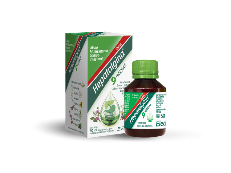 Hepatalgina 9 Hierbas- Alivio Multisintoma Gastrointestinal / Hinchazon, Dolor, Gases, Colicos, Espasmos, Nauseas, Acidez