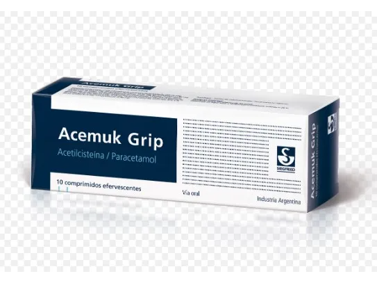 Acemuk Grip - Pastilla Efervescentes-acetilcisteina Con Paracetamol 500g- Mucolitico, Para Bajar La Fiebre, Analgesico Para El Cuerpo de Farmacia Rivera