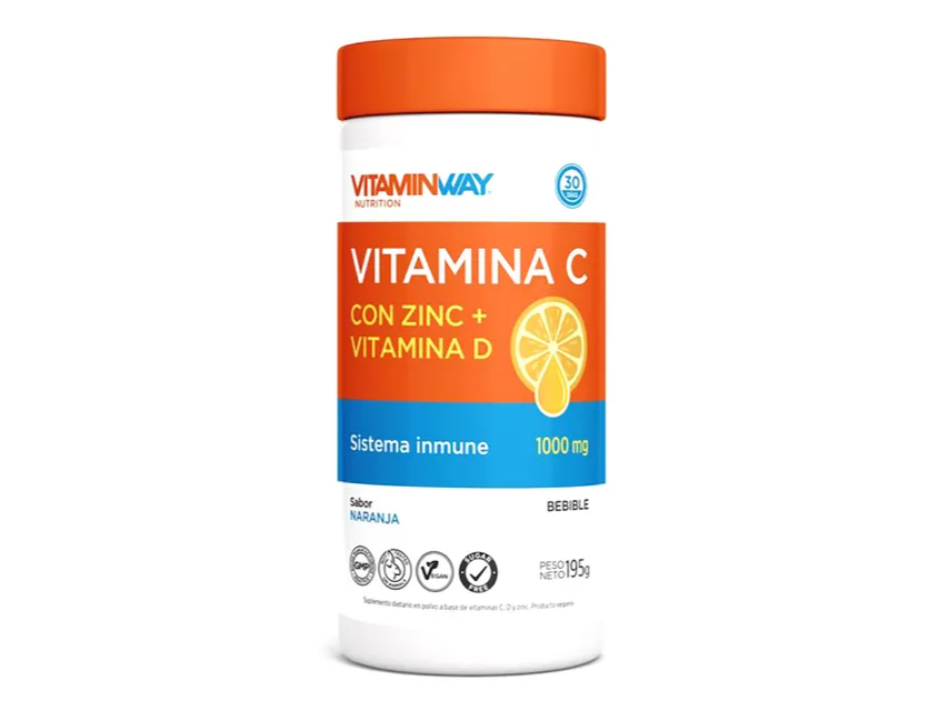 Vitamina C Zinc Y Vitamina D En Polvo Sabor Naranja . Vitamin Way X 195 G