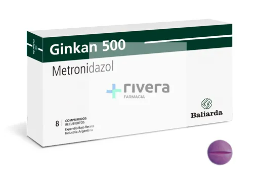 Ginkan Metronidazol 500mg X 8 Comprimidos  Antimicotico Oral