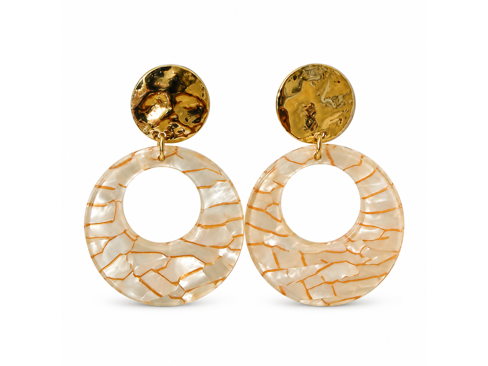Aros con colgante - acero dorado