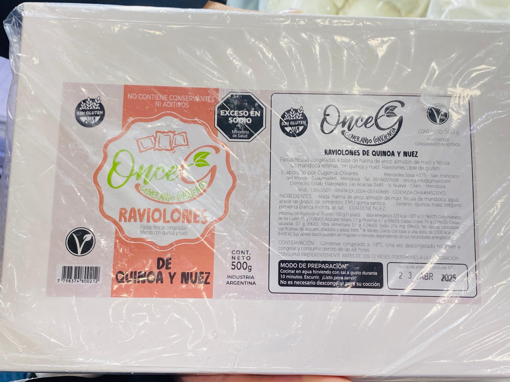 RAVIOLONES QUINOA Y NUEZ SIN TACC VEGAN