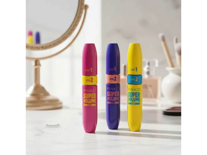 Mascara de Pestañas Super Volume 2 en 1 PINK 21