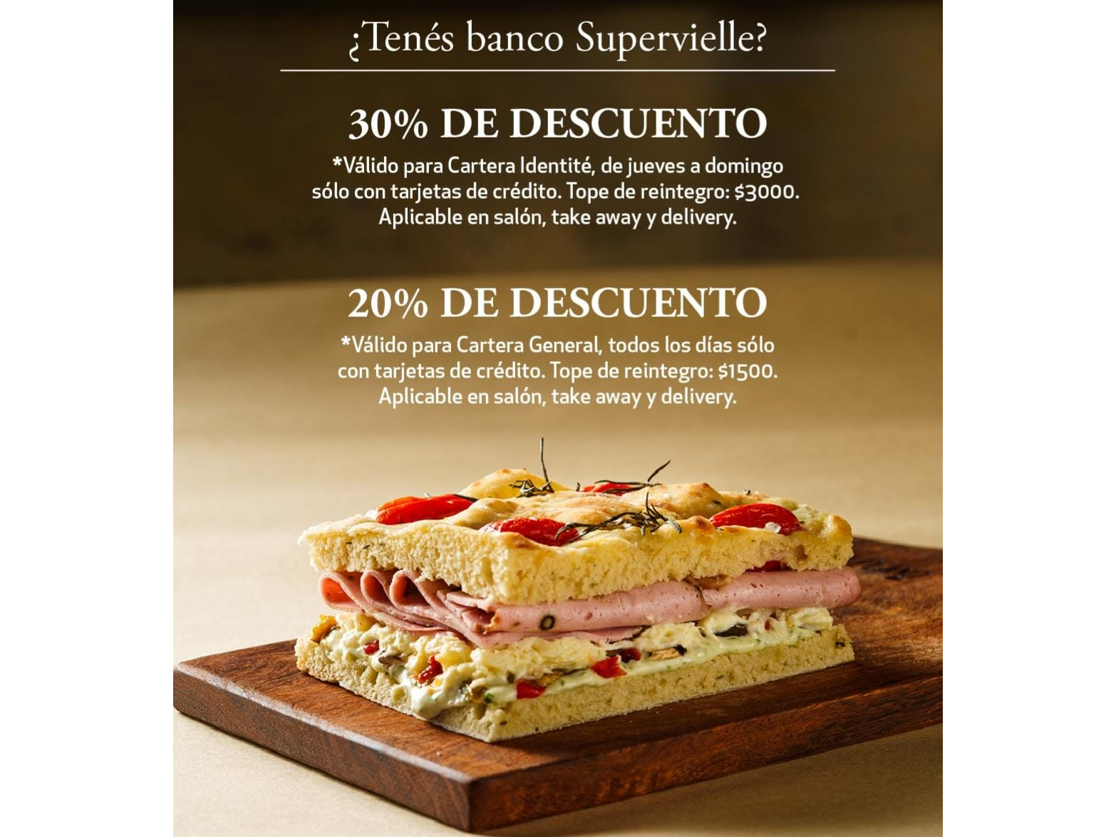 Paga con Supervielle y obten  20% y 30% de descuento