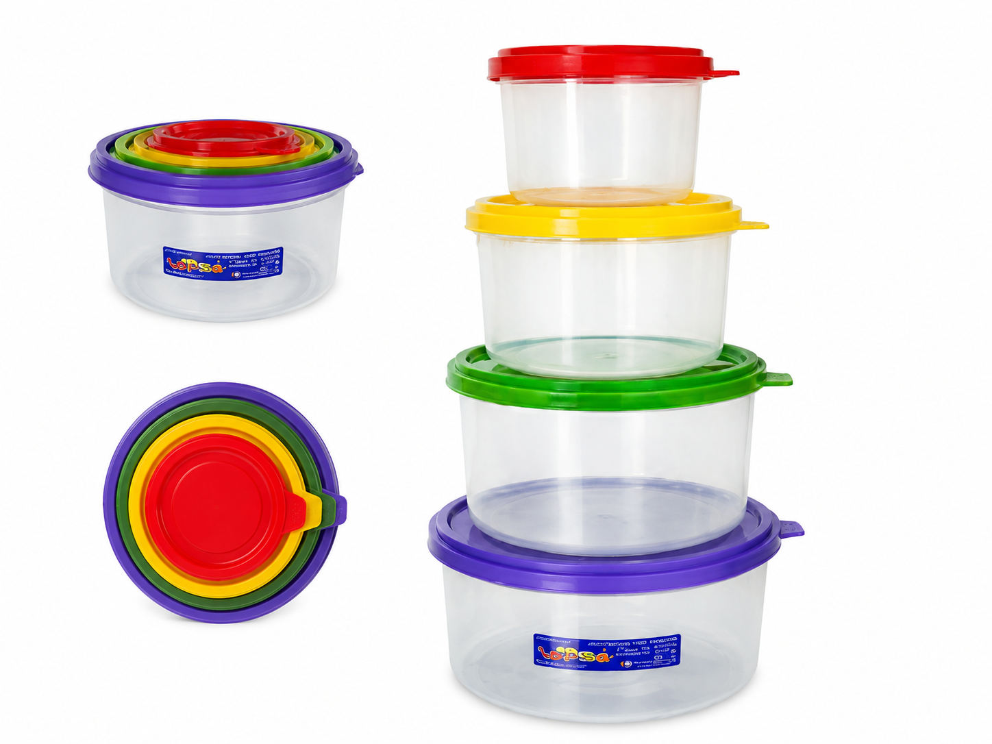 SET X 4 POTES REDONDOS ARCOIRIS (Art. 554)