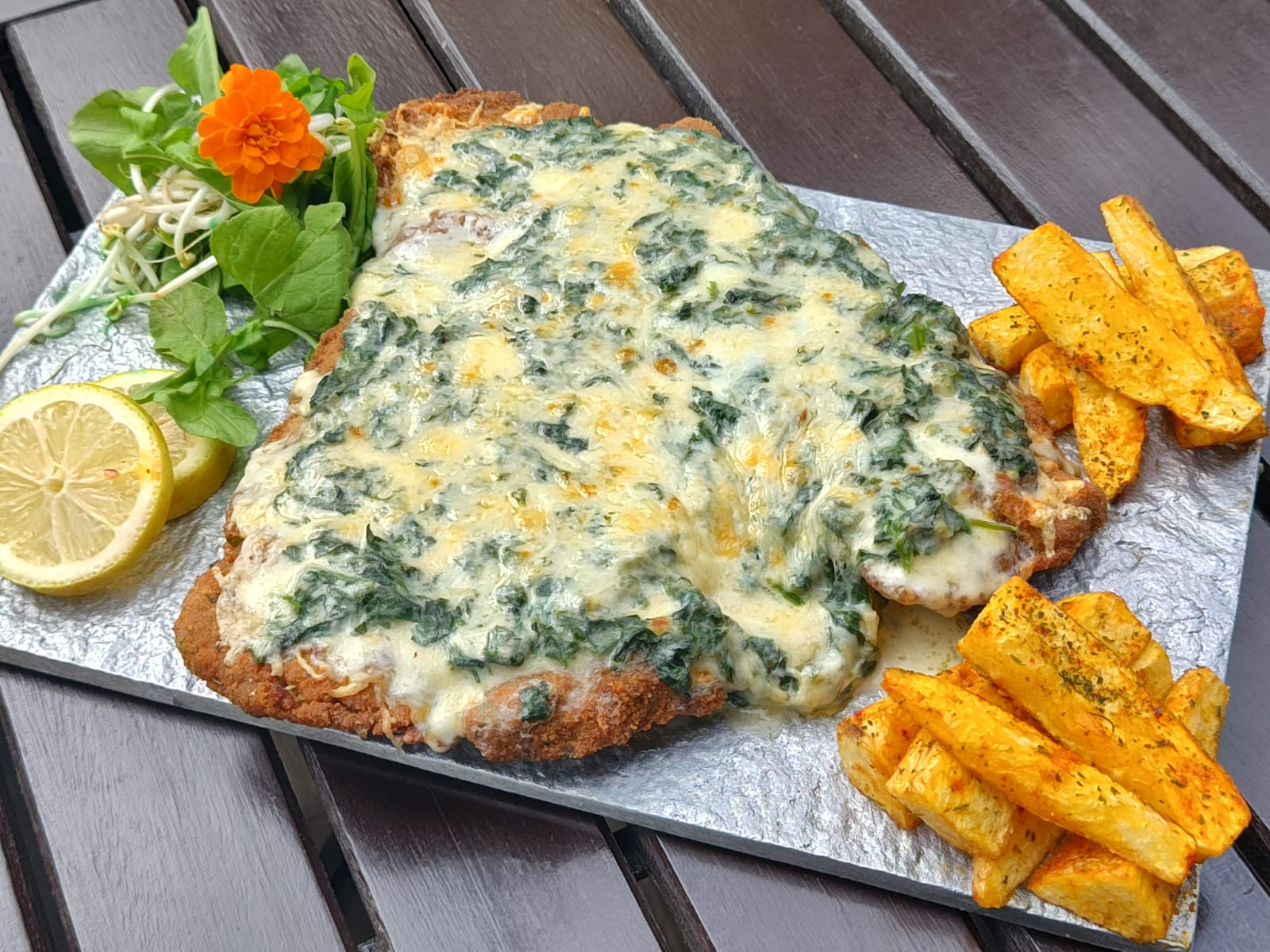 Milanesa de bife de chorizo a La Florentina- Nuevo!