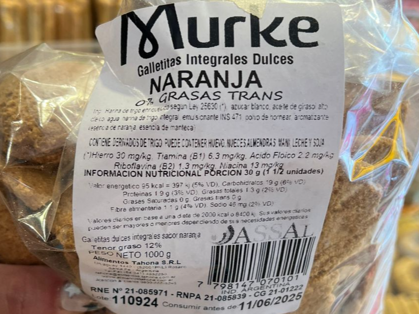 Murke Galletas Integrales Dulce de Naranja