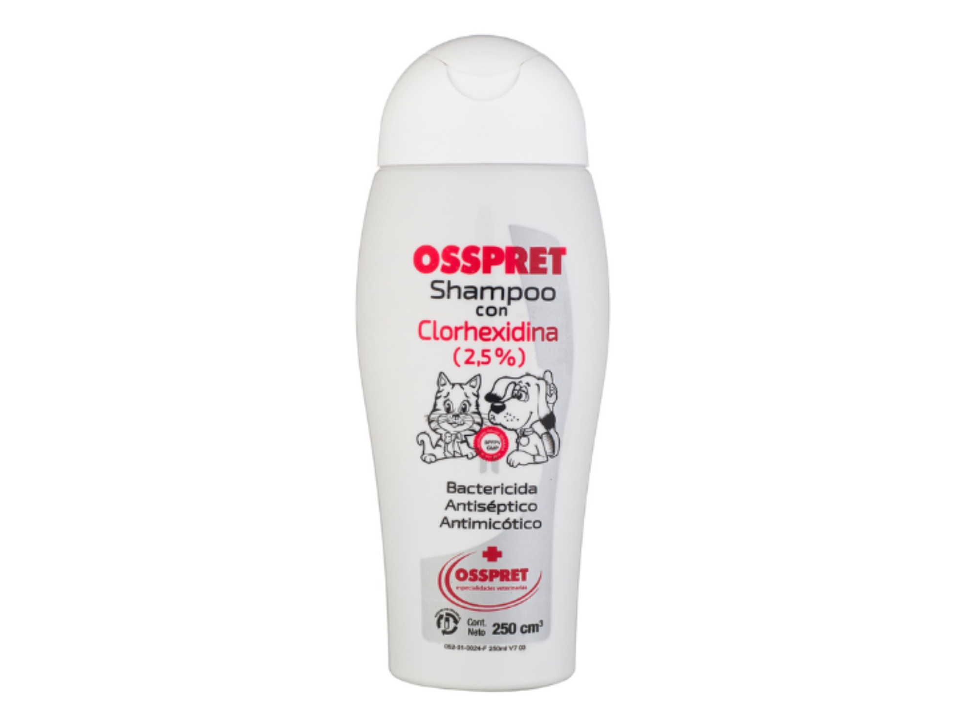 Shampoo con clorhexidina (2,5%) x 250 ml - Osspret