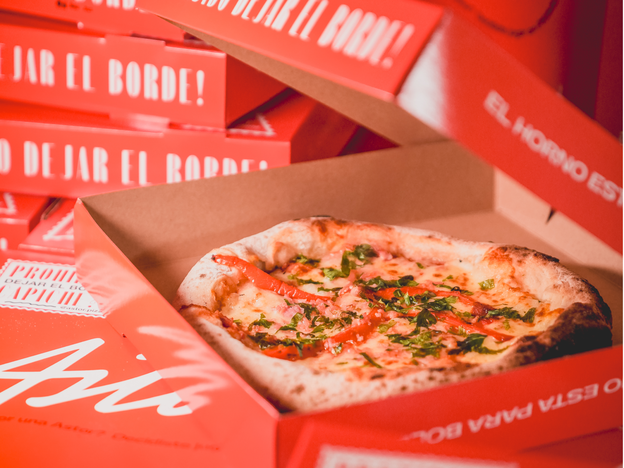 Pizza jamon y morrones x2