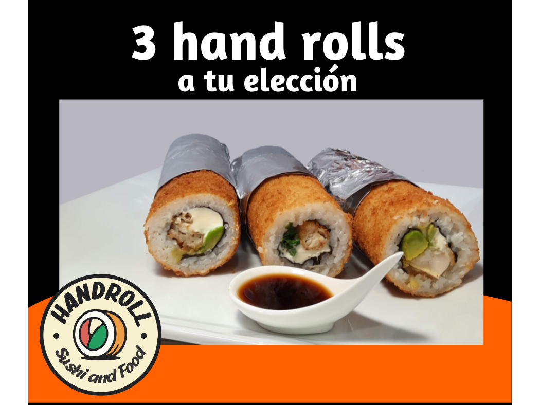 3 hand rolls ingedientes a tu elección