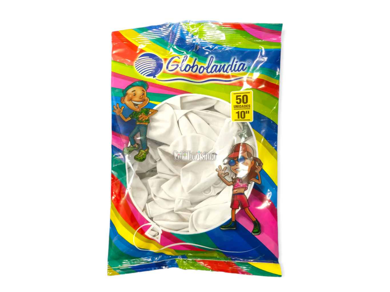 Globos globolandia Blancos x 50u