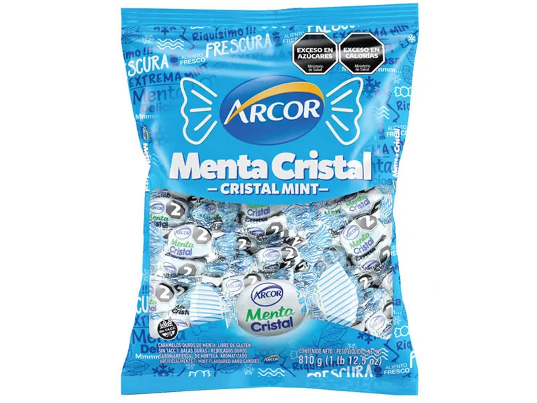 Caramelos menta cristal arcor 810gr