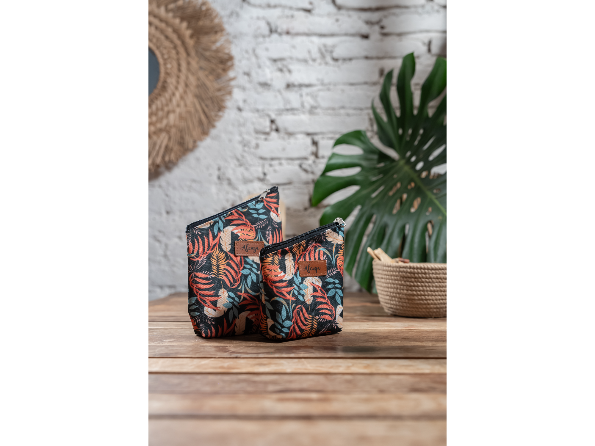 Set de envase para yerba y azucar de cordura estampada impermeable