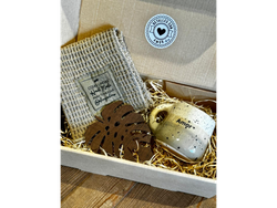 Gift Box Mom2 Mate retro+posavasos hoja madera + servilleta walfe