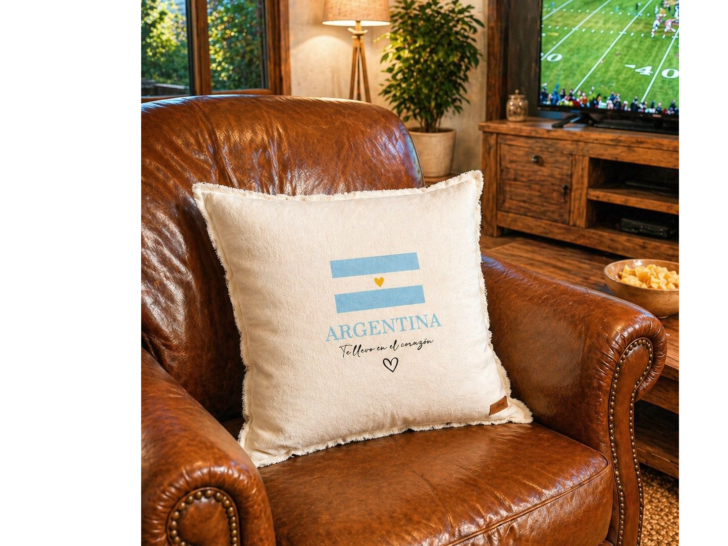 Funda de Almohadon 45 x 45 argentina de tusor crudo estampado