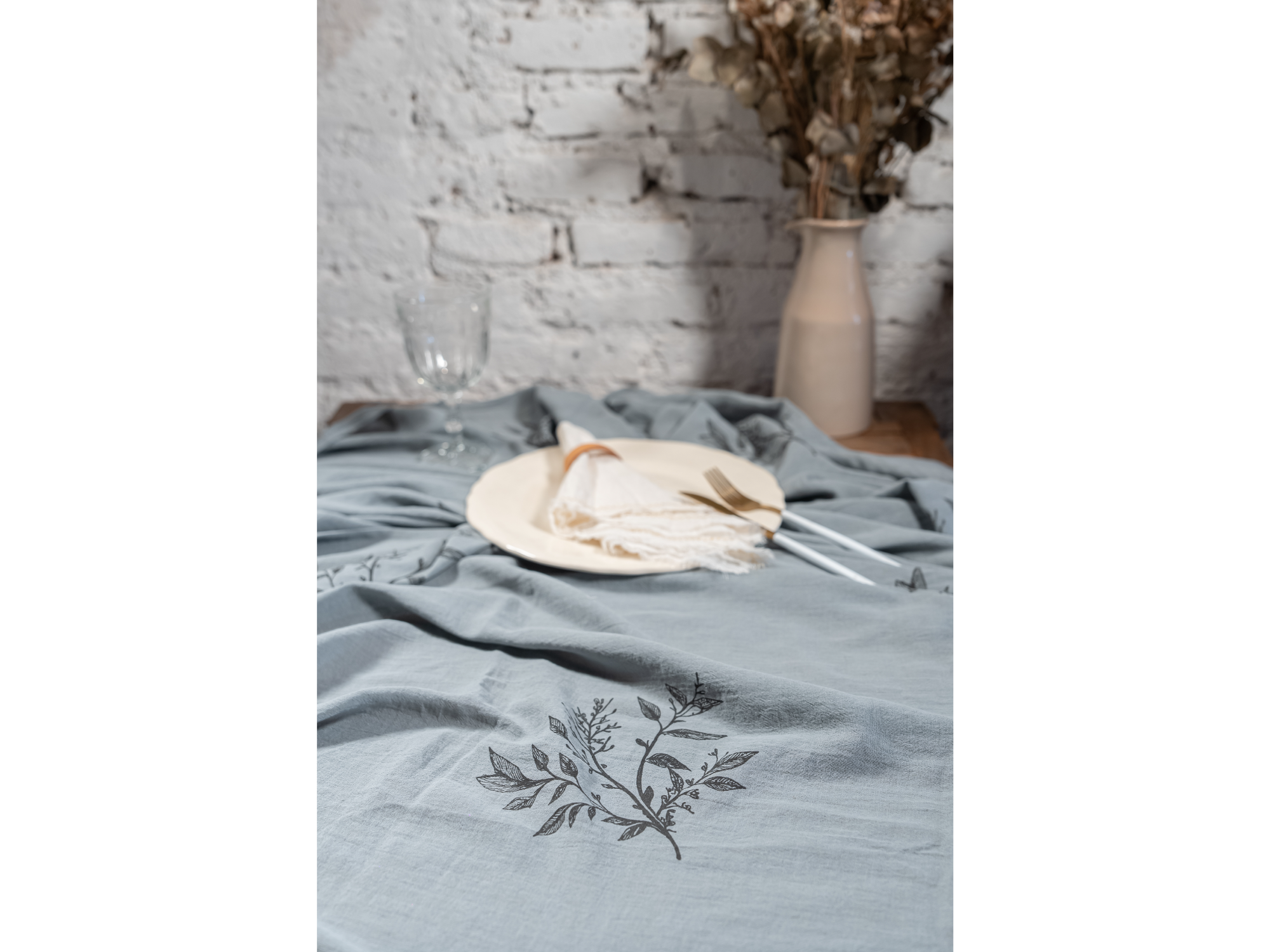 Mantel de tusor estampado aromatica