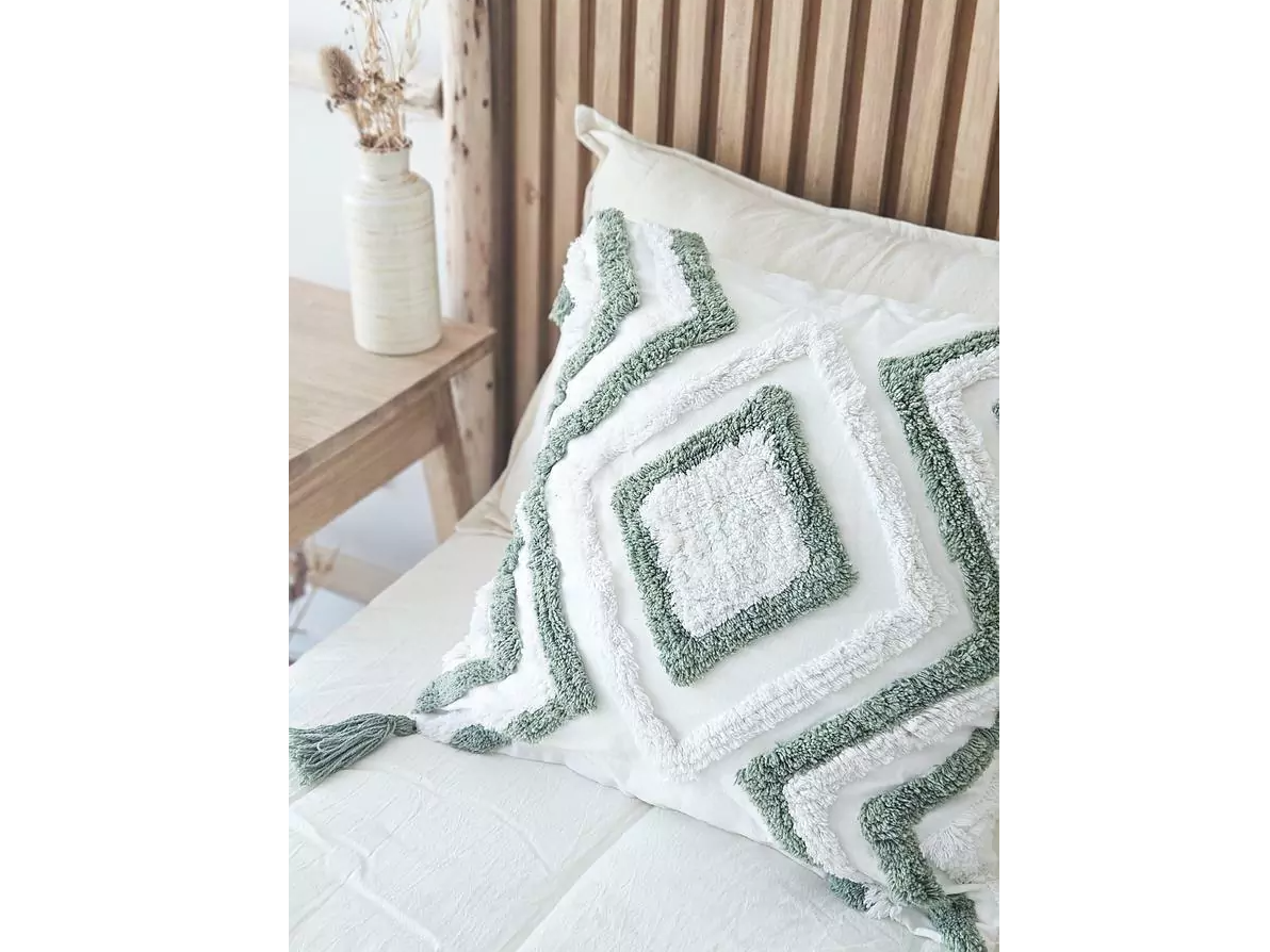 Funda de Almohadon Algodon con borlas 45 x 45cm