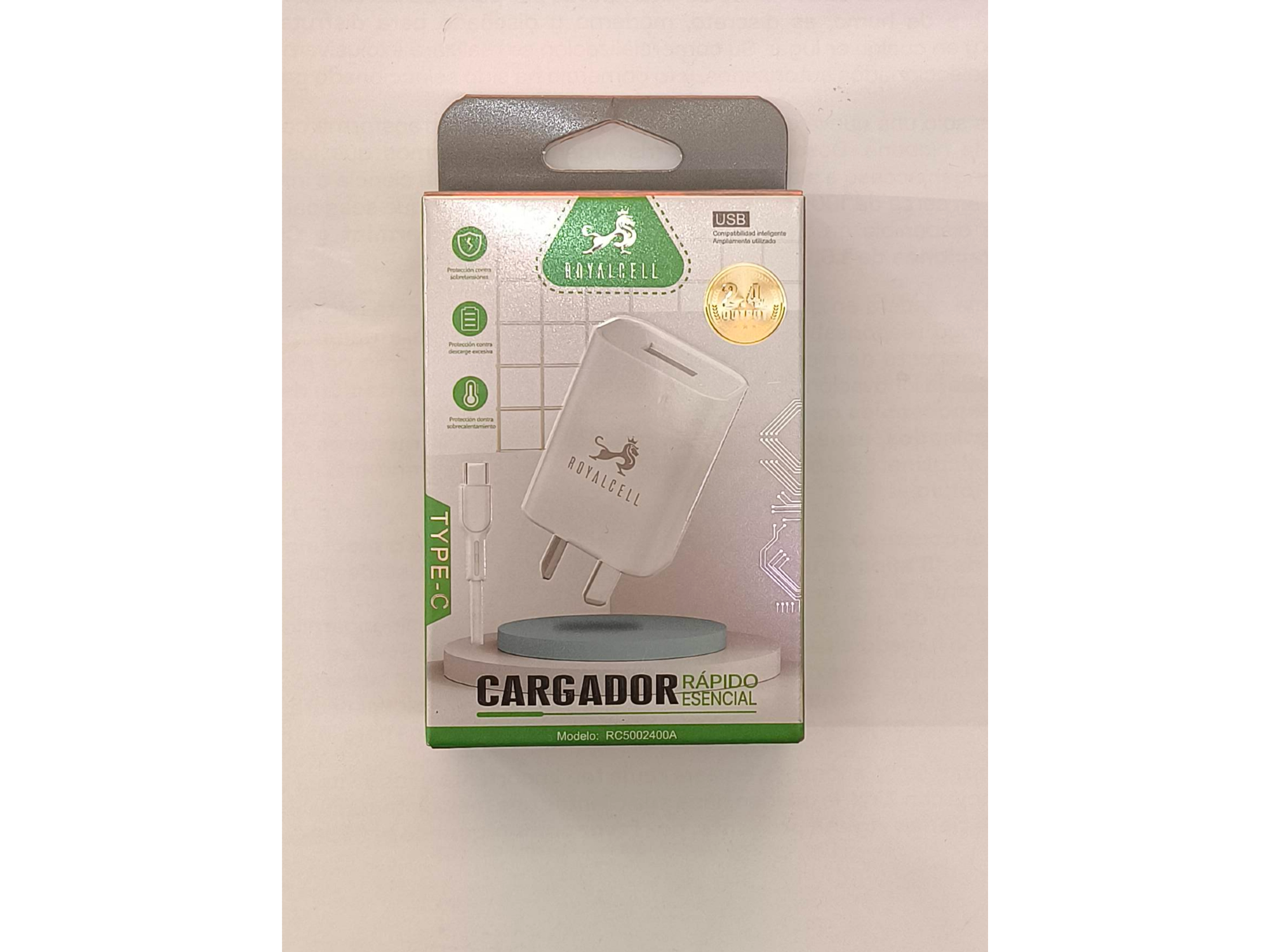 Cargador con cable USB tipo C