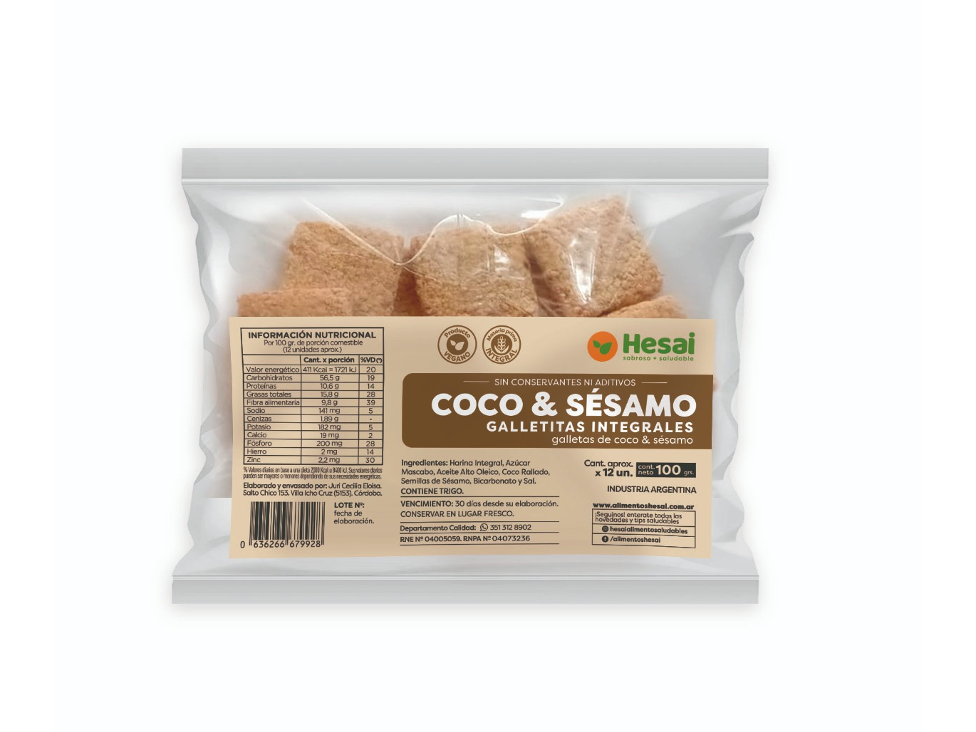 Galletitas Integrales de Coco y Sésamo