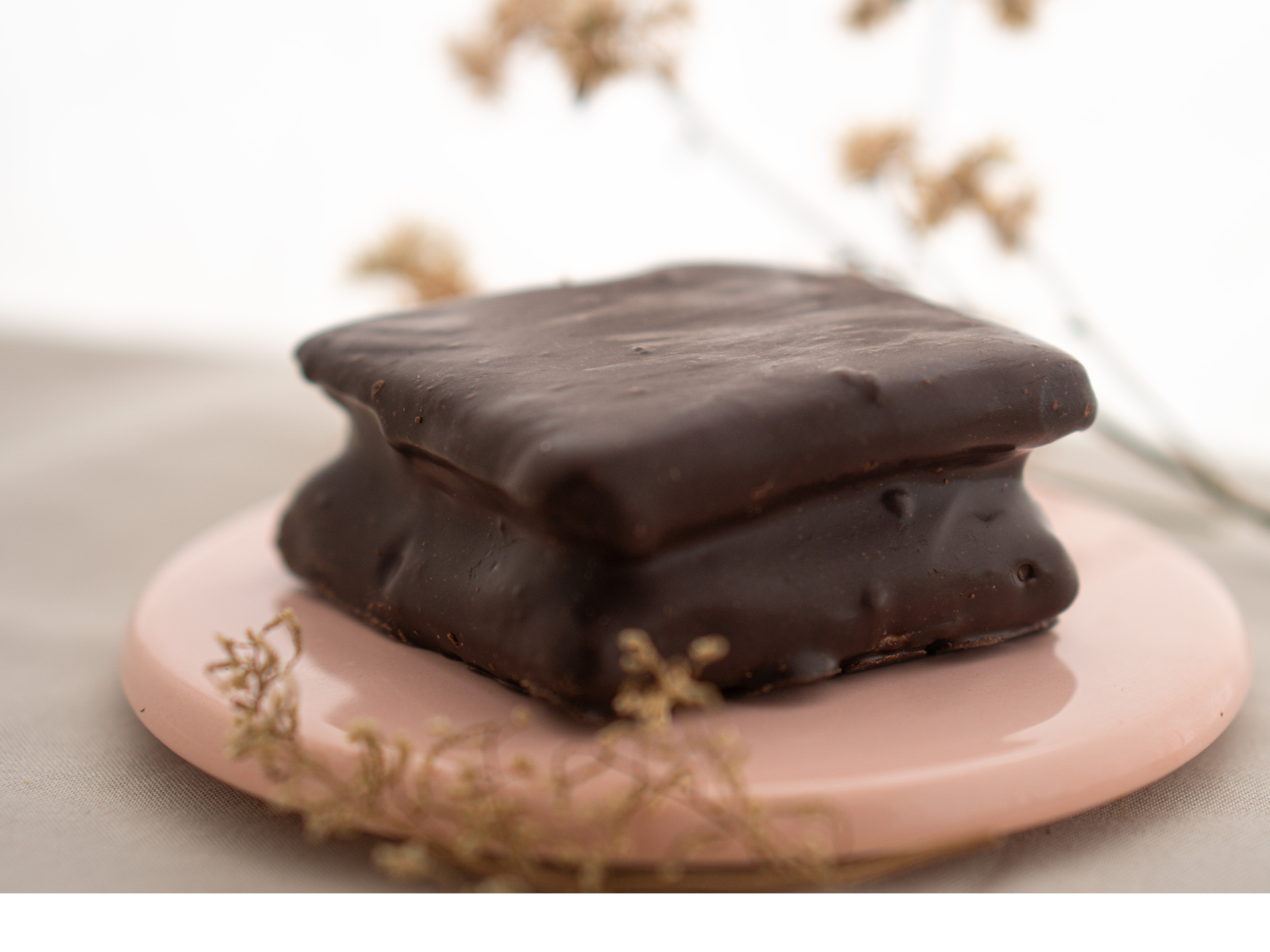 Alfajor de coco bañado en chocolate