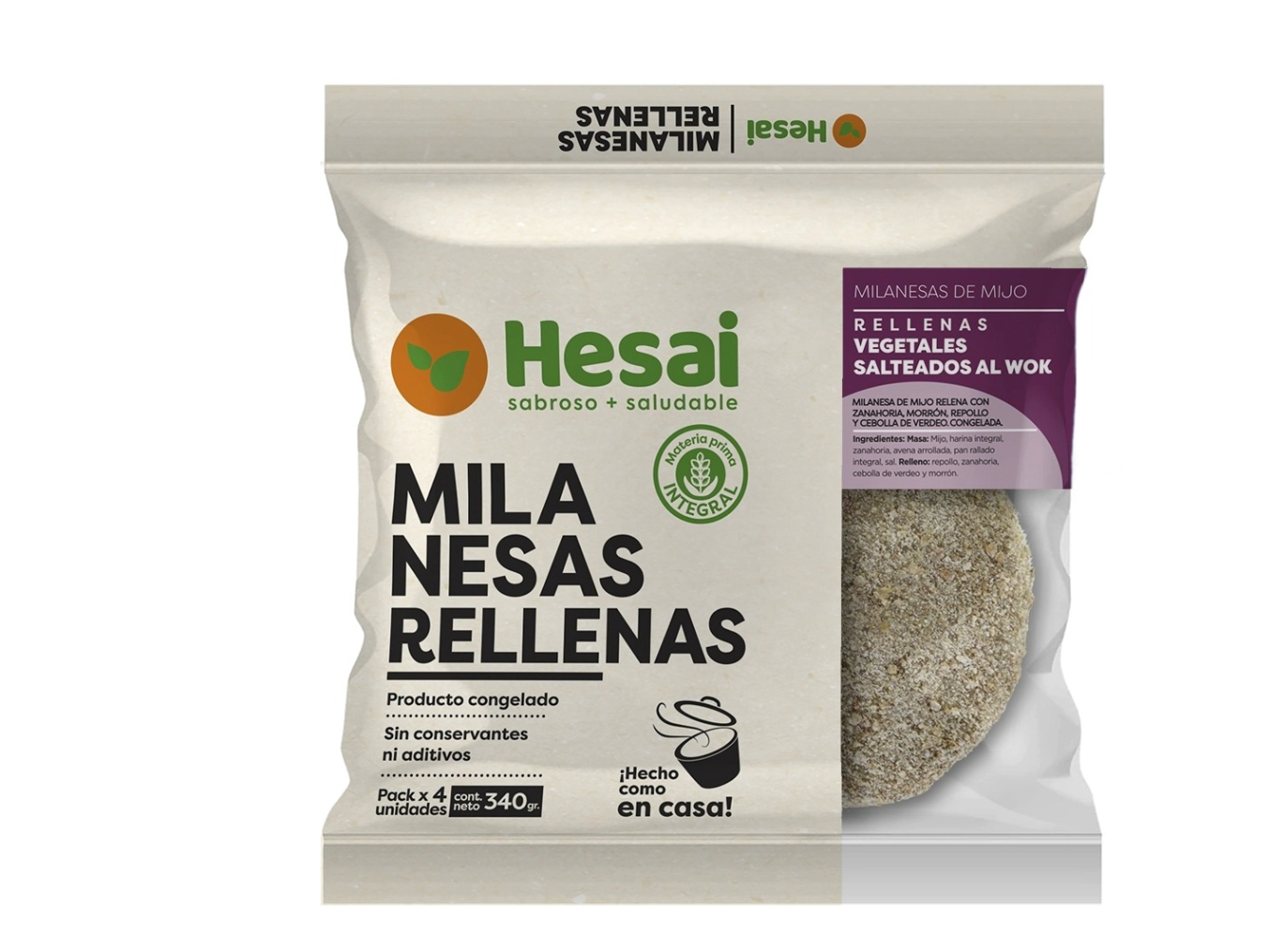 Milanesa Rellena de Vegetales salteados al Wok (VEGANA)