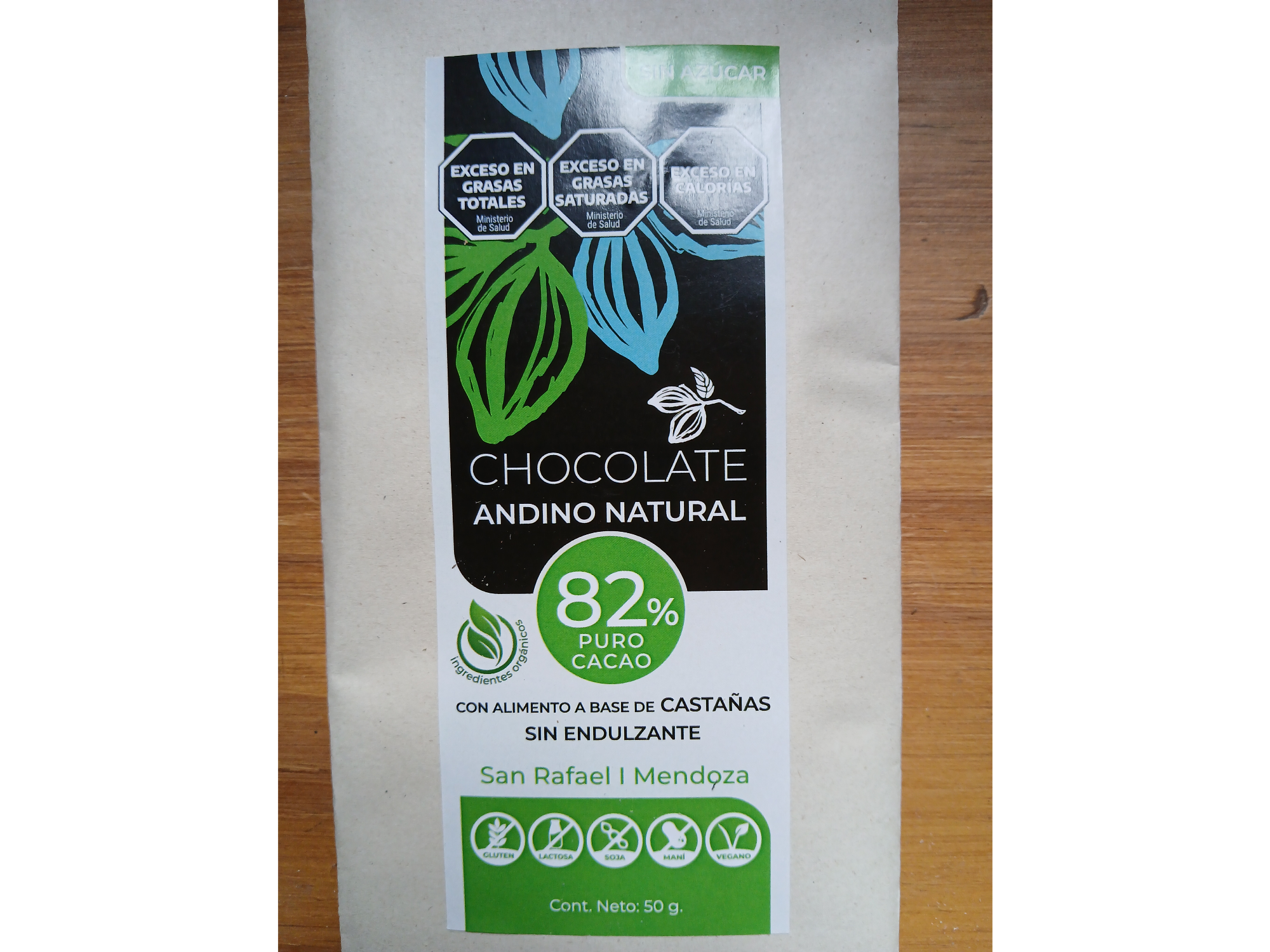Chocolate 82% Cacao con Castañas
