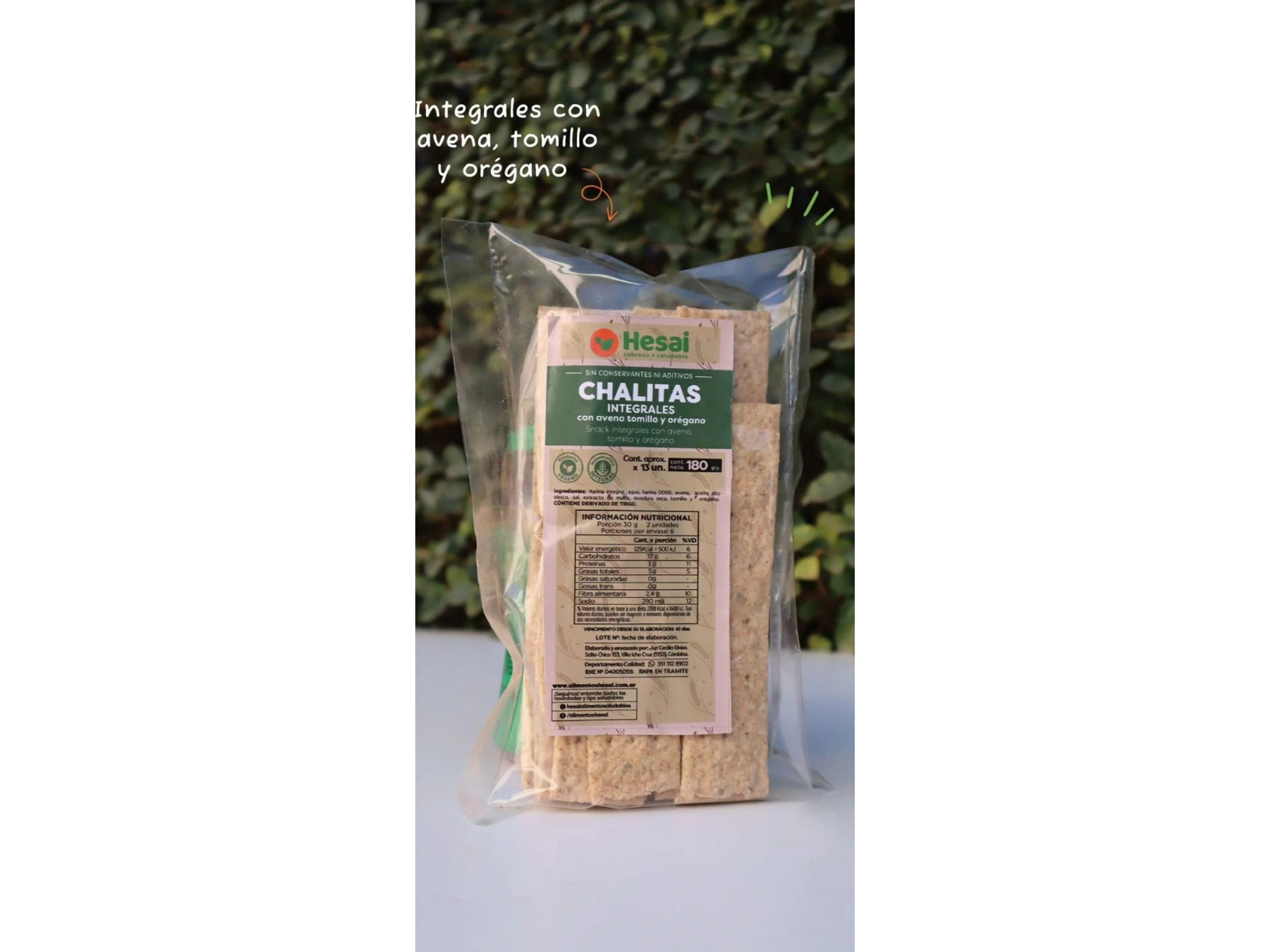 Chalitas Integrales de Avena, Tomillo y Orégano