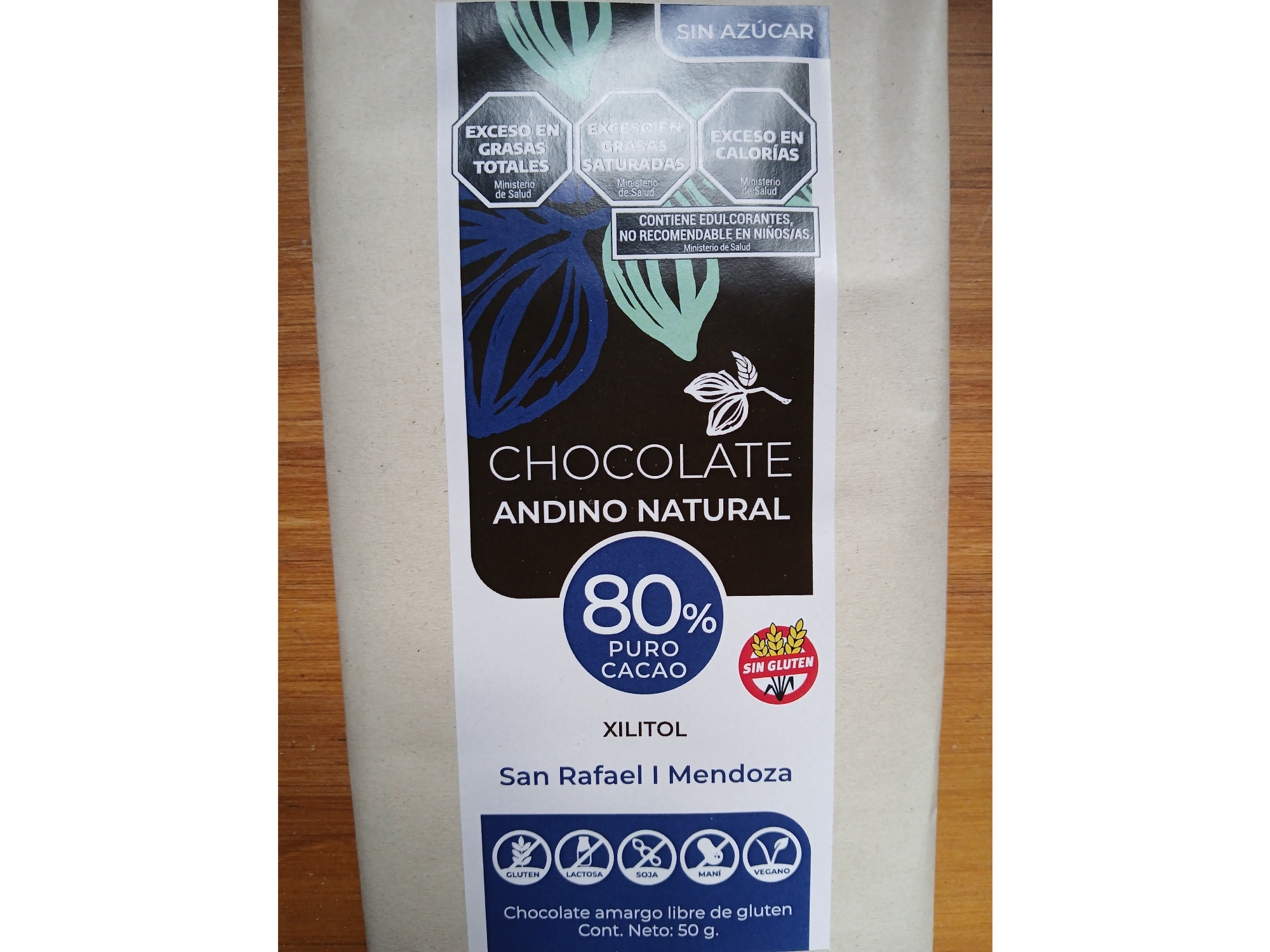 Chocolate 80% Cacao con Xilitol