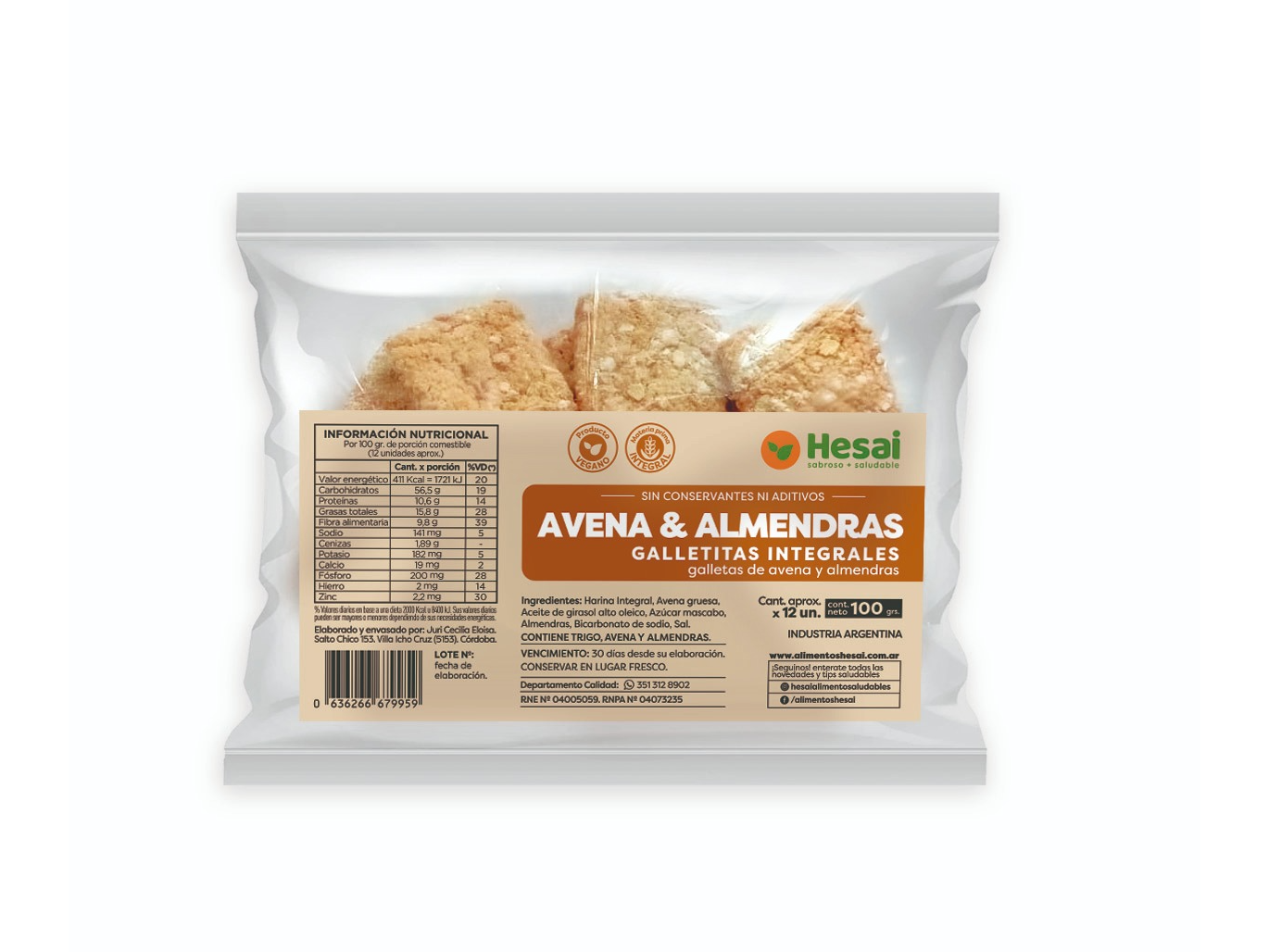 Galletitas Integrales de Avena y Almendras