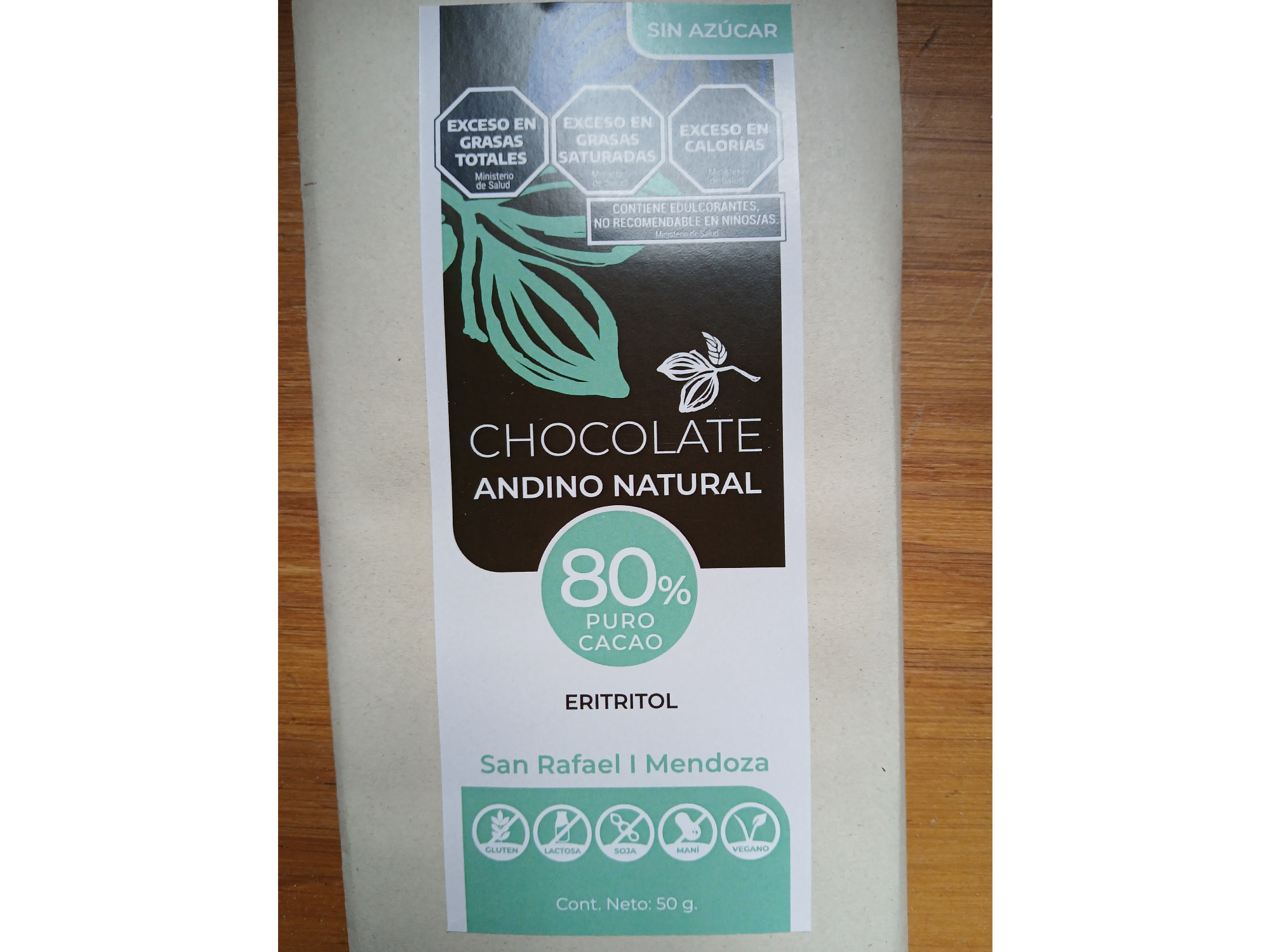 Chocolate 80% Cacao con Eritritol