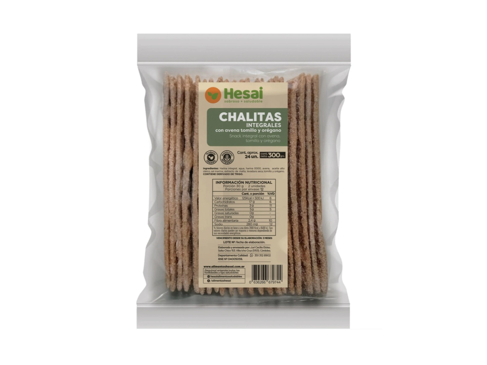 Chalitas Integrales de Avena, Tomillo y Orégano x 300