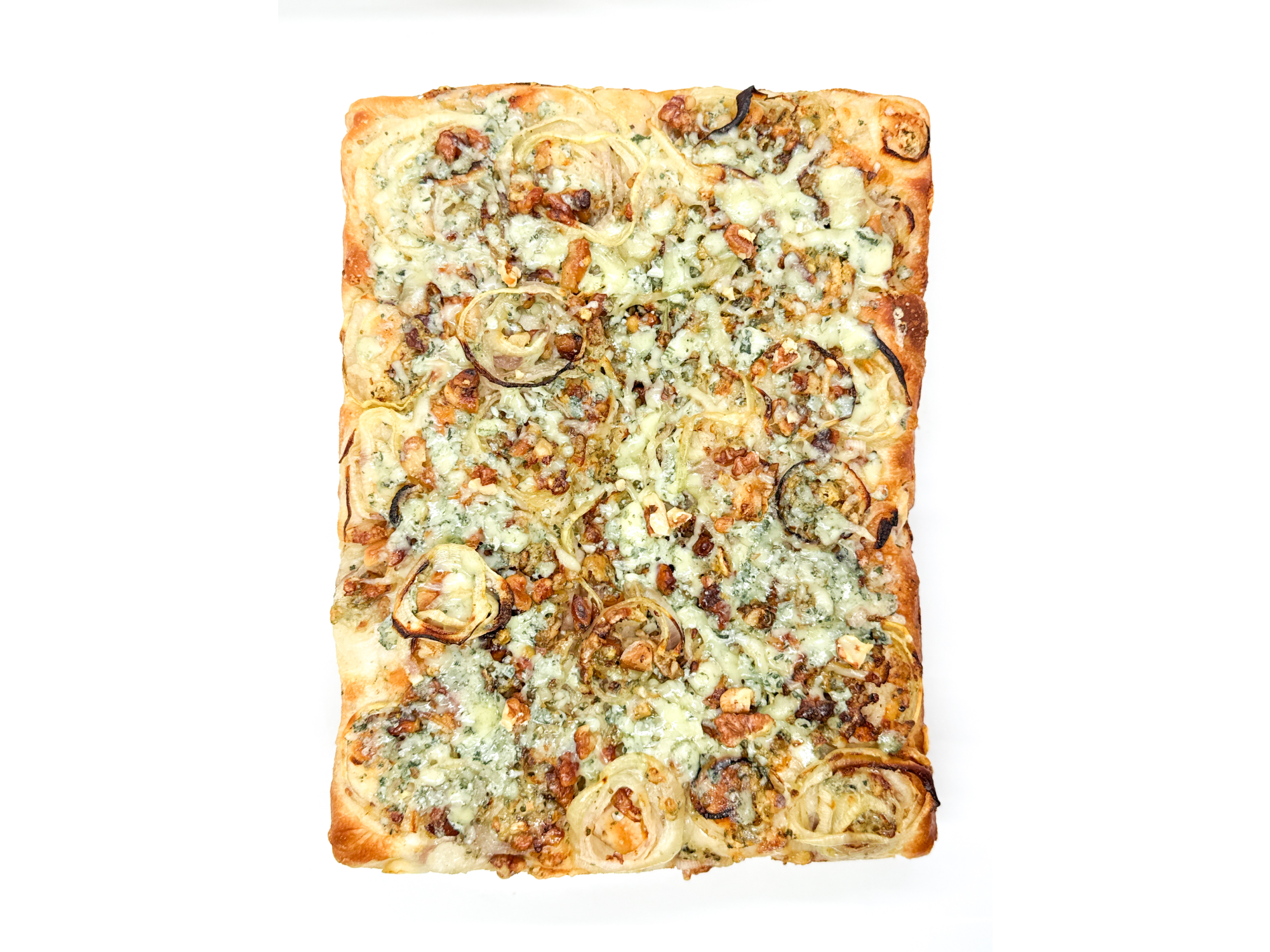 Focaccia entera cebolla, queso azul y nuez