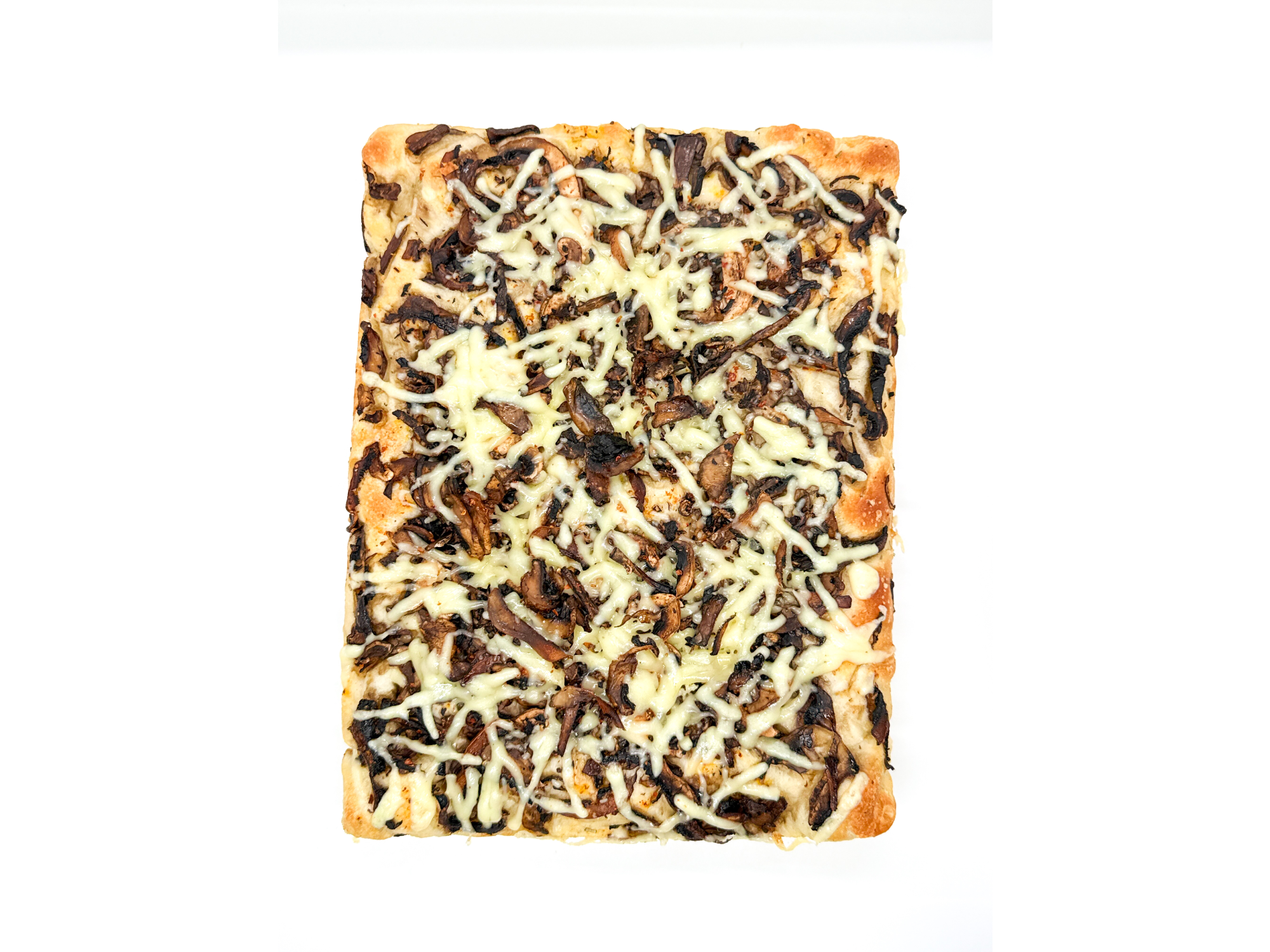 Focaccia entera de champis gratinados  y queso duro