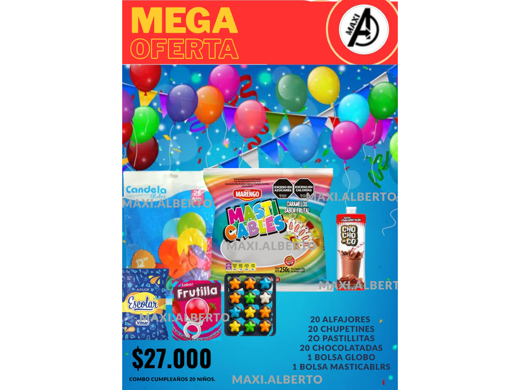 conbo cumpleaños para 20 niños