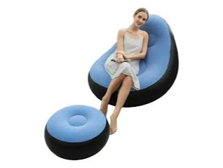 puff inflable con apoya pie