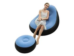 puff inflable con apoya pie