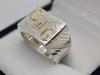 Anillo sello Plata hombre 12 x 16 mm con 3 iniciales en oro