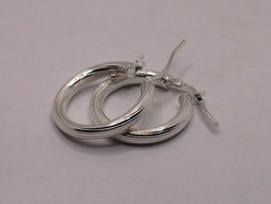 Aros Plata diseño tubo con rayado 21milimetros