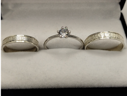 Alianzas Plata 925, rayadas con bordes, 4mm, con Cintillo (Copia)