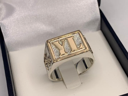 Anillo sello de hombre 12 x 16 con Ancla)