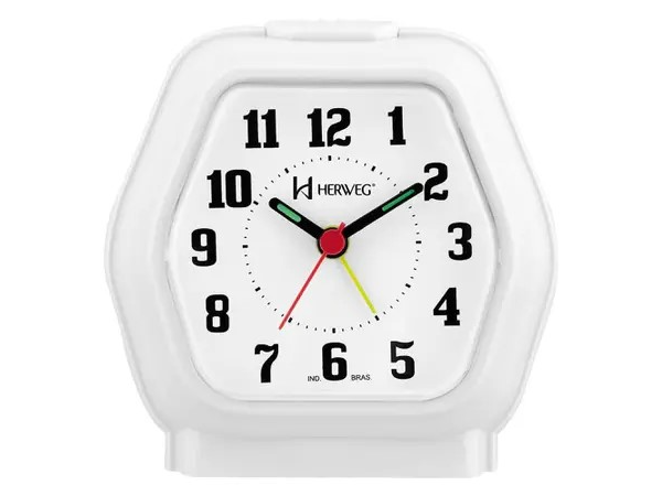 2635 Despertador Quartz Herweg BLANCO con Luz y Alarma Ascendente