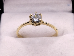 Cintillo Promesa corona de 6 puntas con Circonia 6mm en oro 9k sellado