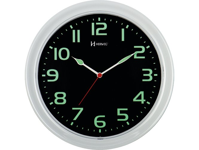660016 Reloj Pared Herweg Con numeros Fluor Verdes 28cm de Diametro