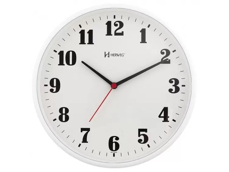 6126- RELOJ PARED Herweg 26cm ,Blanco, Gris,Turquesa y Rojo
