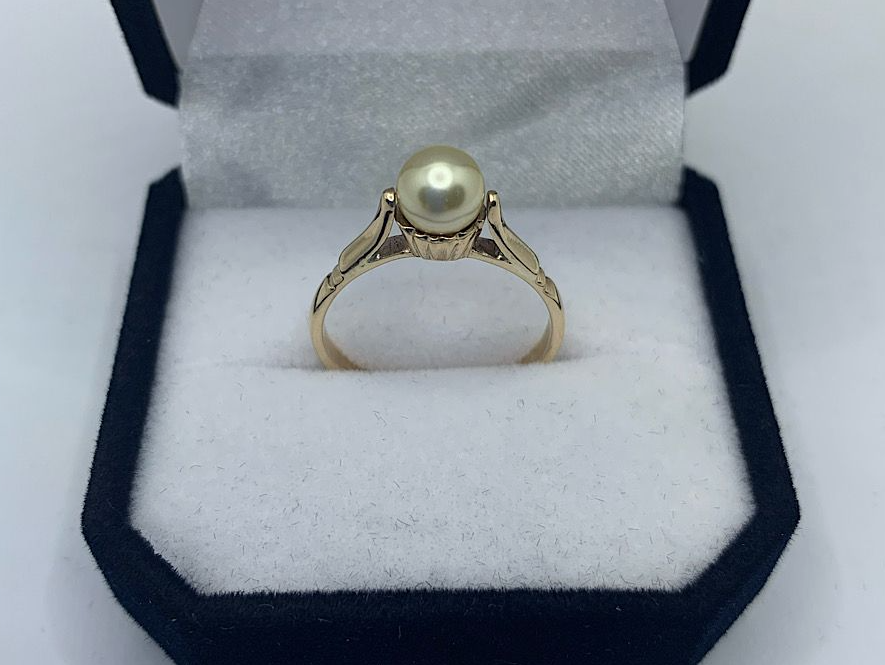 Anillo Cintillo Perla cultivo Oro 9k 6.5mm japonesa