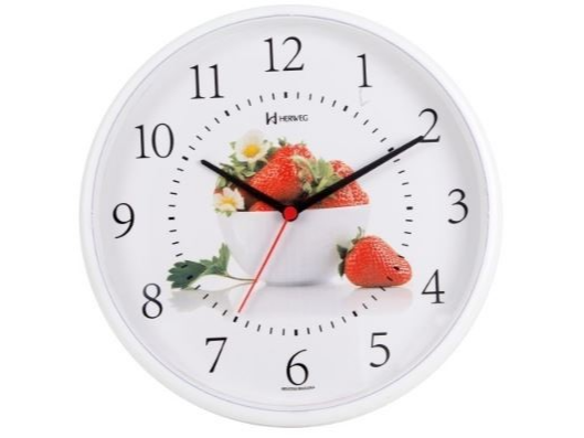 6693 Reloj Pared Herweg con Imagen de  Frutas 26cm de Diametro ( Aro Blanco )